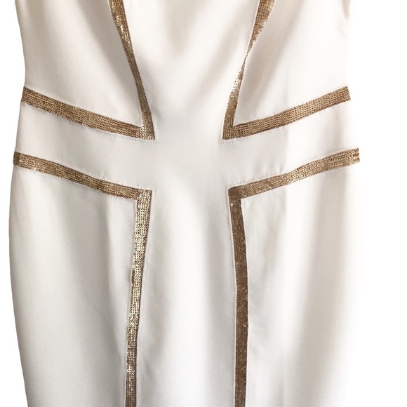 Joseph Ribkoff Ecru Gold Sequined Dress 6 - Picture 8 of 15